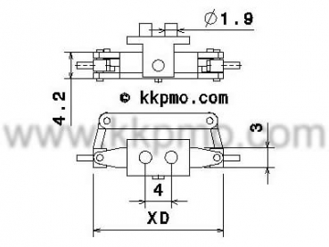 1:87 steering mechanism LKW-POM 20mm axle.