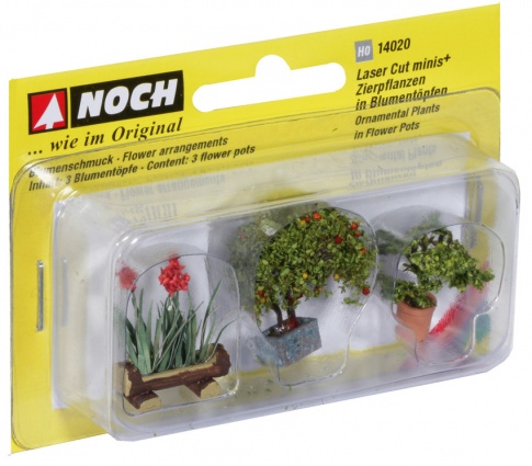 Noch 14020 - 3 Ornamental Plants in Pots