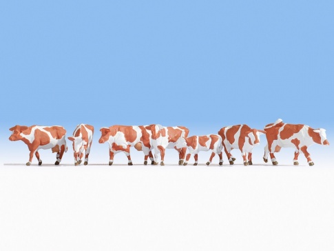 Noch 36723 Brown & White Cows (7) Figure Set in N gauge
