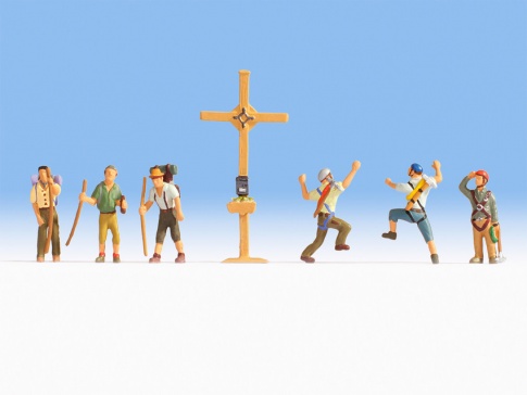 Noch 15874 Mountain Hikers (6) And Cross Figure Set