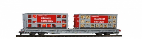 Bemo 2291 127RhB Rw 8207 flat car ''Bndner Gterbahn'' apple & wood