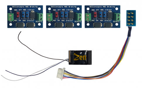 DCC Concepts Zen Black 21 & 8-pin 6 function decoder and 3 ABC modules