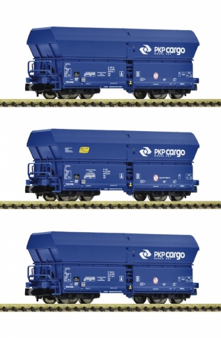 Fleischmann 852330 3 Piece Set Self-Unloading Hopper Wagons, PKP Cargo