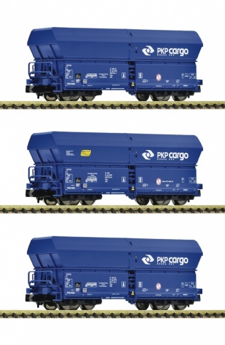 Fleischmann 852330 3 Piece Set Self-Unloading Hopper Wagons, PKP Cargo
