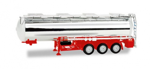 Herpa 076456-002 Chrome Plated Chemical Tank Trailer W/Red Chassis
