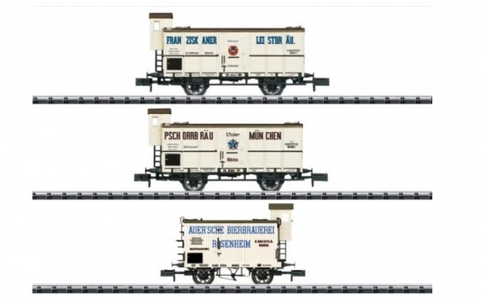 MINITRIX M18726 KBayStsB Refrigerated Beer Wagon Set (3) I