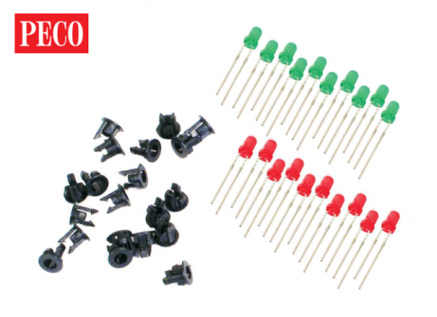 PECO PL-30 LED's (10 Green, 10 Red & 20 Panel Clips)