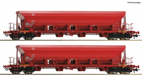 ROCO 67087 - 2 piece set self unloading hopper wagons, DB AG