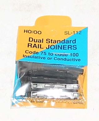 Peco Products SL-112 Converter rail joiners/fishplates code 75 to 100 for OO & HO gauge - Pack of 12