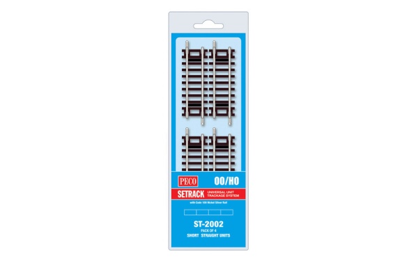 PECO ST-2002 Setrack OO/HO Code 100 Short Straight Pack (4 x ST-202)
