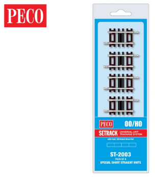 PECO ST-2003 Setrack OO/HO Code 100 Special Short Straight Pack (4 x ST-203)