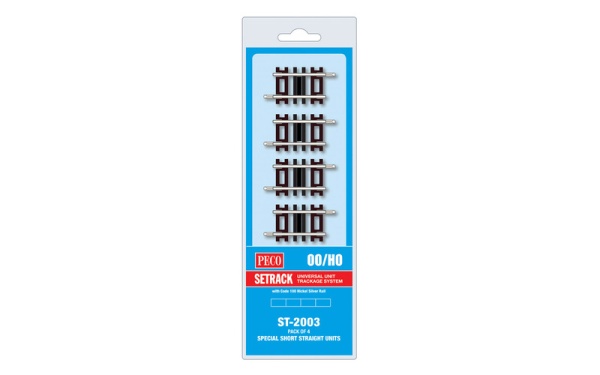 PECO ST-2003 Setrack OO/HO Code 100 Special Short Straight Pack (4 x ST-203)