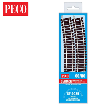 PECO ST-2030 Setrack OO/HO Code 100 Radius 4 (571.5mm) Standard Curve Pack (8 x ST-235)