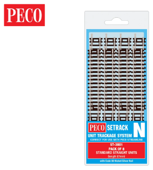 PECO ST-3001 Setrack N Gauge Code 80 Standard Straight ST-1 x 8 lengths