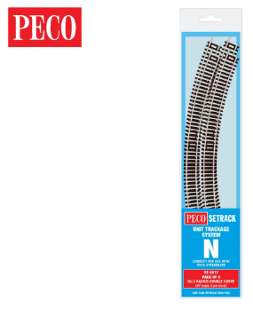 PECO ST-3017 Setrack N Gauge Code 80 Radius 3 (298.5mm) Double Curve ST-17 x 4 lengths