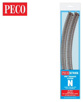 PECO ST-3019 Setrack N Gauge Code 80 Radius 4 (333.4mm) Double Curve ST-19 x 4 lengths