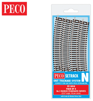 PECO ST-3016 Setrack N Gauge Code 80 Radius 3 (298.5mm) Standard Curve ST-16 x 8 lengths