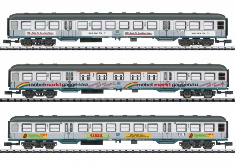 Minitrix 18213 coach set Silberlinge mit Werbung