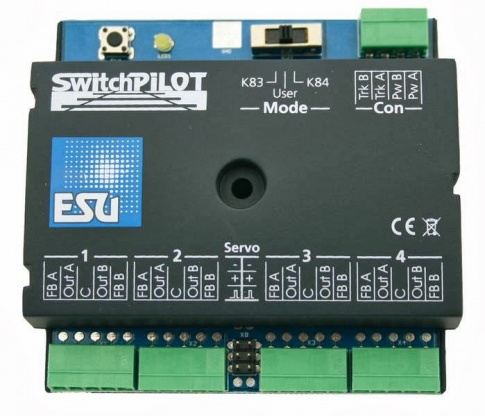 ESU 51820 SwitchPilot V2.0, accessory decoder for 4 twin coils magnetic, 2 x Servo, DCC/MM, 1A