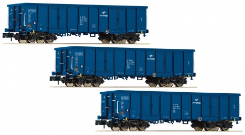 Fleischmann 828342 - 3 piece set gondolas type Eaos, PKP Cargo