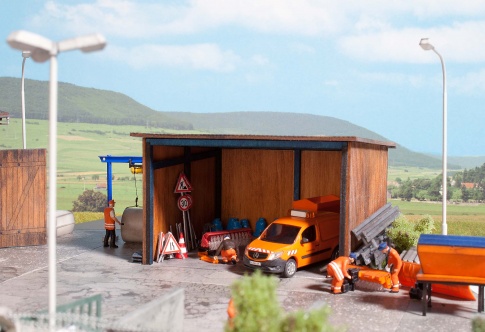 Busch 1457 Highways Lorry Depot and Stalls Kit
