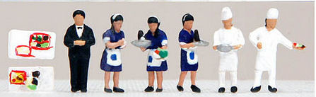 Kato 24-281 Japanese Blue Train Dining Car Staff (6) Figure Set