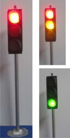 red yellow green street lights