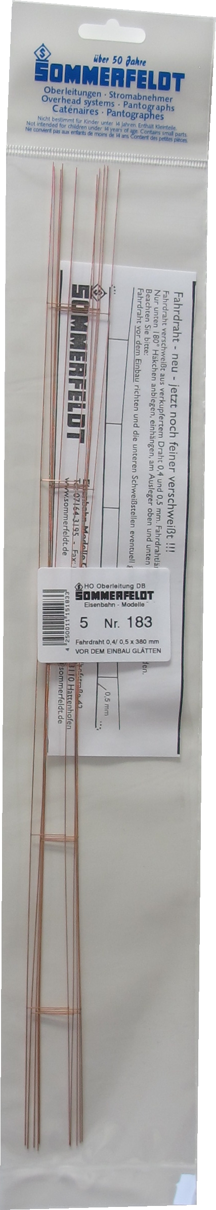 Sommerfeldt Overhead wire 0,5 x 380 mm open