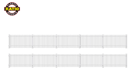 RATIO 421 OO Gauge GWR Station Fencing, White (straight only)