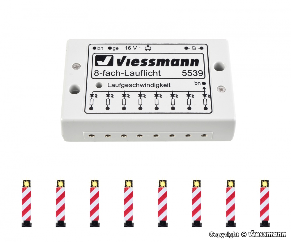 Viessmann 5040 Warning Lights - 8 Units with Running Light Electronics