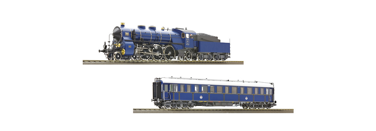 Roco 61472 - 2 Piece Set: Steam Locomotive S 3/6 and Saloon Carriage, K.Bay.Sts.B (DCC Sound)