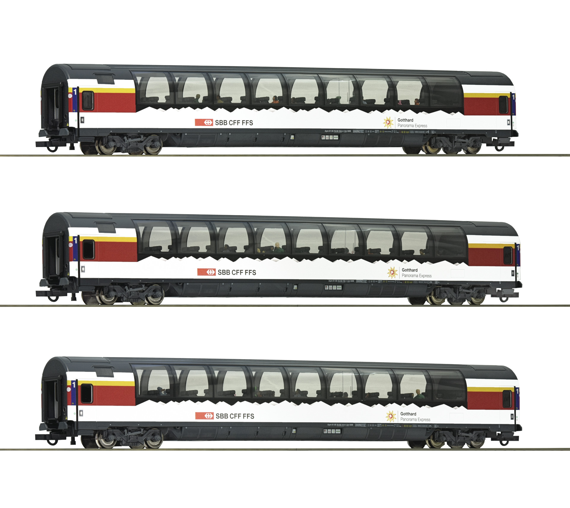 ROCO 74081 - 3 piece set ''Gotthard-Panorama Express'', SBB