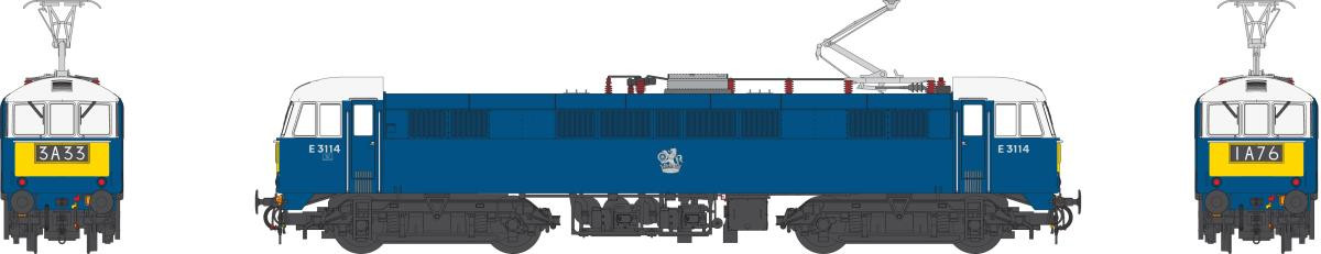 Heljan 8651 - Class 86 - E3314 With Small Yellow Warning Panels And Blue Bufferbeams