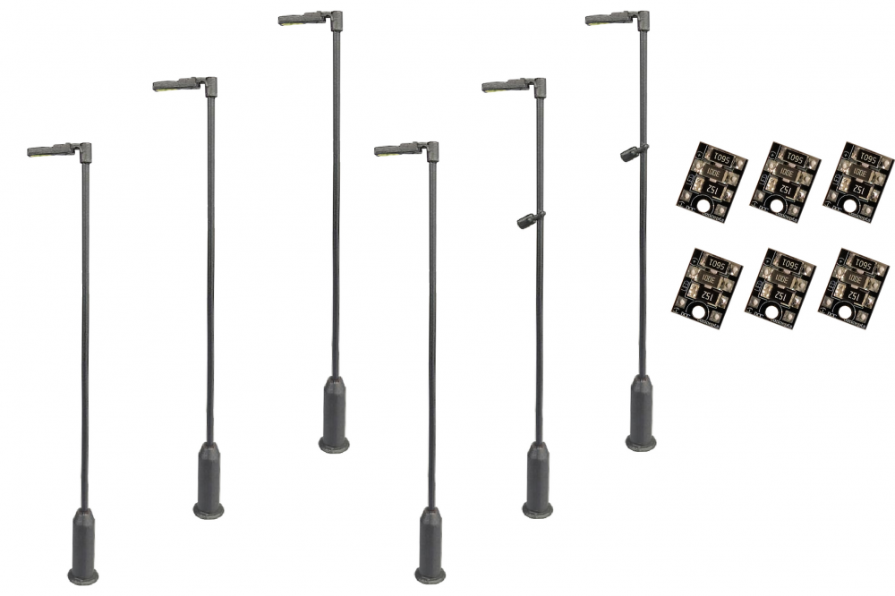 DCC Concepts Legacy Models LML-VPMSL 4mm Scale Modern Post Lamps Value Pack - Grey (6 pack)