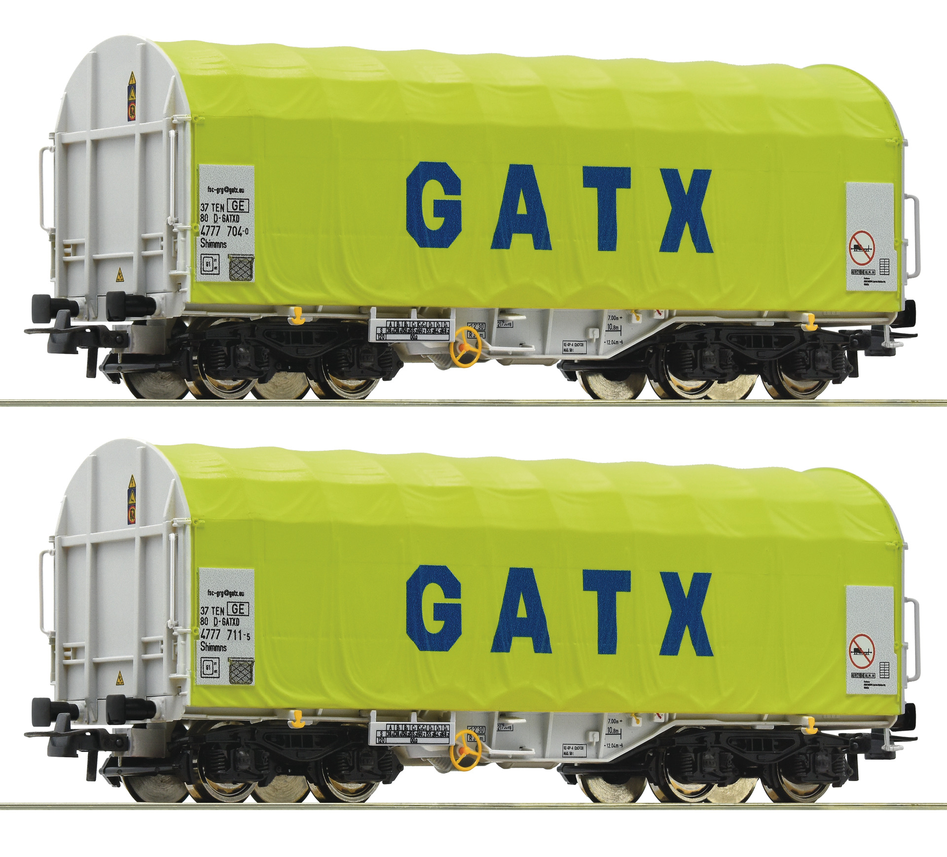 Roco 76055 - 2 piece set slide tarpaulin wagons, GATX