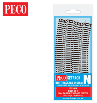 PECO ST-3018 Setrack N Gauge Code 80 Radius 4 (333.4mm) Standard Curve ST-18 x 8 lengths