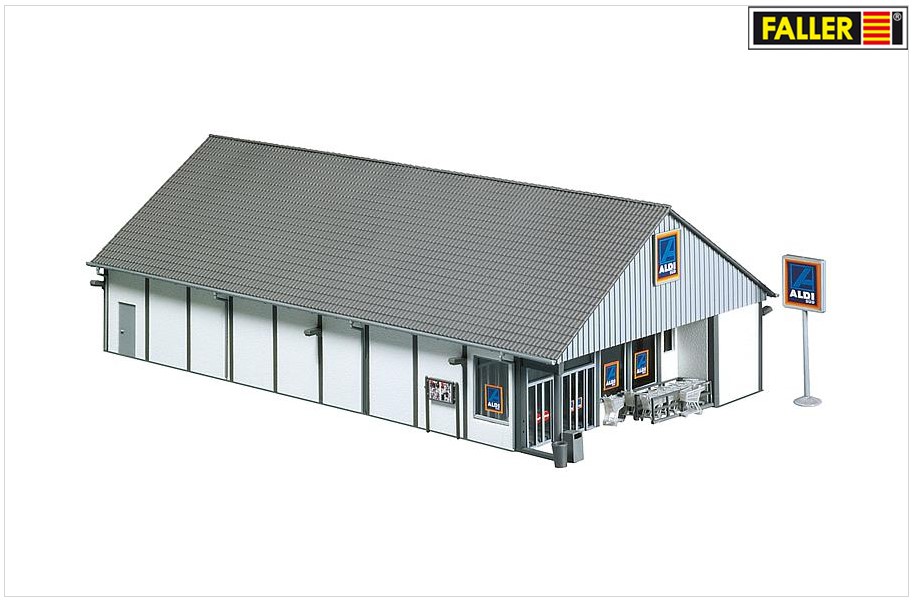 Maquette Train Ho 1/87 Faller 130339 - Supermarché Aldi - Bâtiment Pour Réseau Ferroviaire