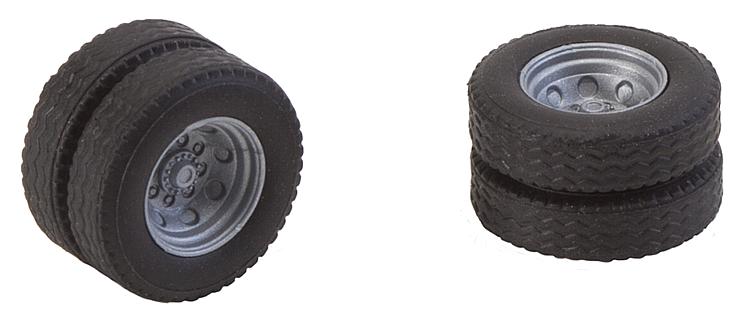 Faller 163112 Two Wheels (Twin Tyres) Tyres & Rims for Fire Vehicles