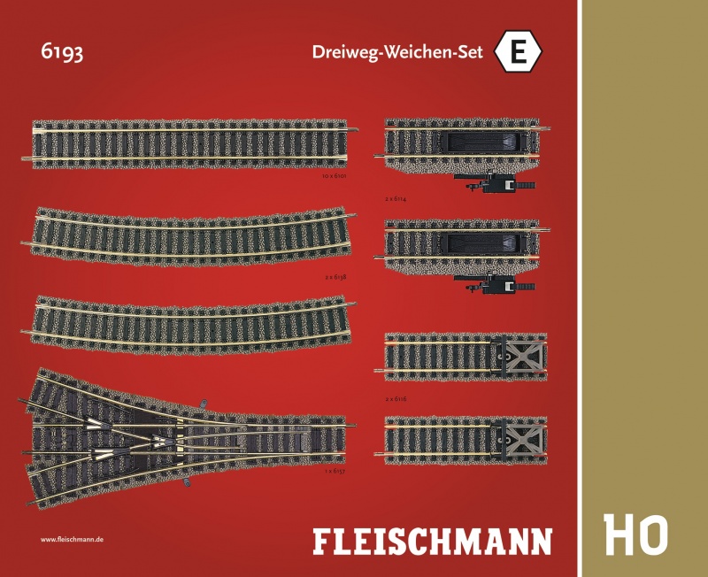 Fleischmann 6193 - Track Pack. Three-way point set.