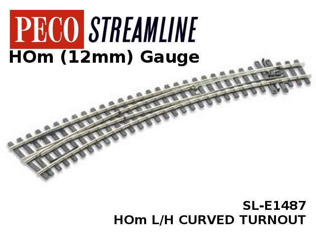 Peco SL-E1487 L//H Curved Turnout HOm gauge Code 75