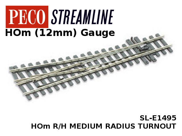 Peco SL-E1495 Medium radius R/H Turnout HOm gauge Code 75