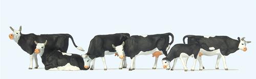 Preiser 73013 High Quality OO Scale - Black & White Cows (6)