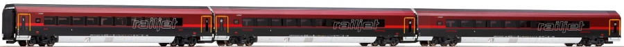 Roco 64182 OBB Railjet RJ162 Coach Set (3) with Interior Lighting VI