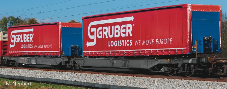 Roco 67407 Gruber Logistics Double Container Wagon VI