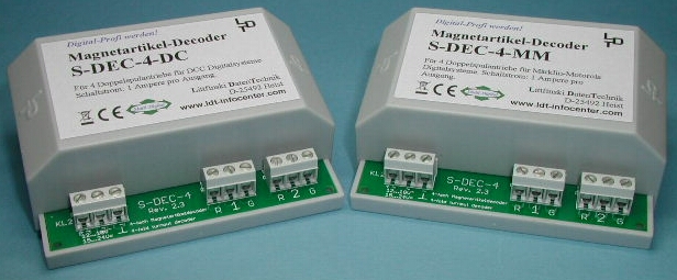 LDT S-DEC-4 4-fold turnout decoder for DCC Digital as a finished module in a case