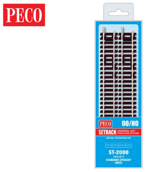 PECO ST-2000 Setrack OO/HO Code 100 Standard Straight Pack (8 x ST-200)