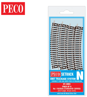 PECO ST-3003 Setrack N Gauge Code 80 Radius 1 (228mm) Standard Curve ST-3 x 8 lengths