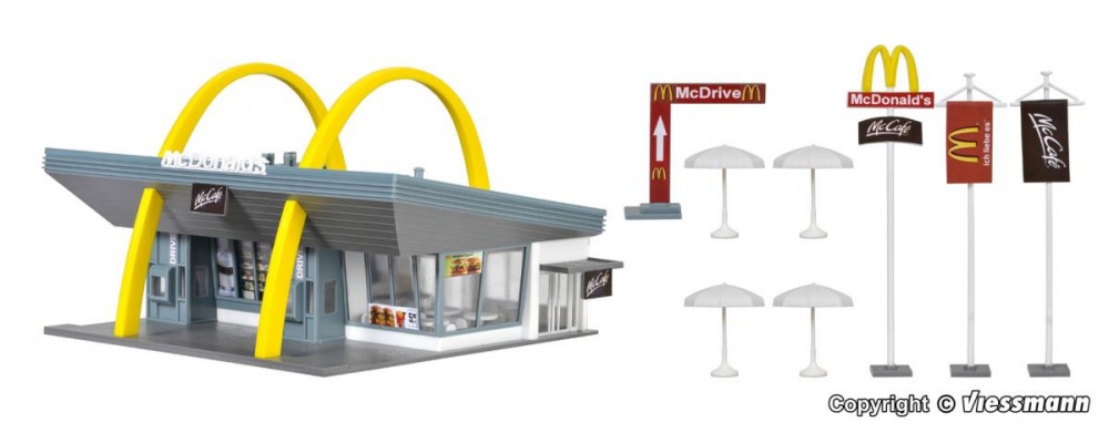 Vollmer 43634 McDonalds Drive-Thru Restaurant with Interior/ Accs. Kit HO