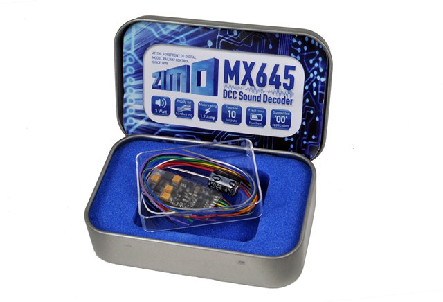 Zimo MX645 Sound  Decoder with energy  storage circuitry  - 30 x 15 x 4mm  - 1.2 Amps - 3 Watt Audio (wires only)