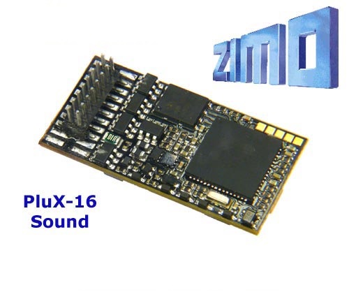Zimo MX645P16 As MX645 with 16 pin PluX connector NEM 658 (male) mounted directly on decoder